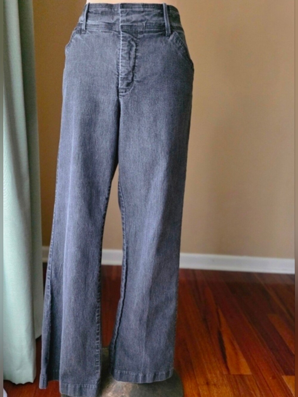 Vintage Lee Black Gray Wide Leg Jeans Stone Wash High Rise Women's Size 12